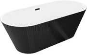 Mexen Yara wanna wolnostojąca ryflowana 170 x 75 cm, biała/czarna, przelew czarny - 52861707575-70