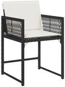 Czarno - kremowy zestaw krzeseł ogrodowych z poduszkami 4 szt. E9-F43