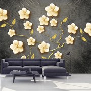 Fototapeta - Złoty krzew na czarnym tle (196x136 cm)