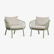 Zestaw 2 Foteli Ogrodowych Z Stali I Polipropylenu Aradina Zielony Lauerl - Sklum