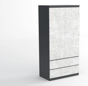 Szafa 90cm Garderoba z 2 szufladami i wieszakiem LUNA Antracyt/Beton