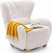 Biały fotel uszak boucle do pokoju F2-Z88