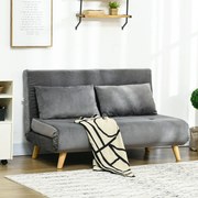 HOMCOM Sofa welurowa szara z 2 poduszkami wygodna kanapa 130x78x79 cm do salonu | Aosom PL