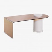 Stolik Kawowy 120x60 Cm Ze Szkła Hartowanego Soloy Brązowy - Sklum