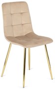 Kremowe pikowane krzesło glamour do stołu - Patrix