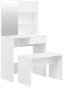 Nowoczesna toaletka z lustrem i stołkiem biały połysk D0-B85