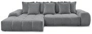 Ciemnoszary rozkładany/ze schowkiem narożnik z tkaniny szenilowej (lewostronny/z szezlongiem) Everest – Bobochic Paris