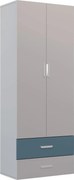 Dwudrzwiowa szafa z półkami i drążkiem kaszmir + niebieski A8-A19