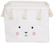 Biały materiałowy kosz na zabawki H0-W84