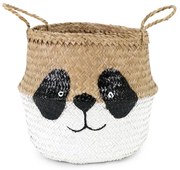 Biało-naturalny dziecięcy kosz na zabawki z trawy morskiej ø 25x24 cm Panda – Compactor