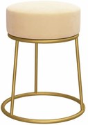 Welurowy kremowy okrągły taboret glamour L1-S67