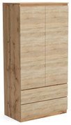 Szafa 90cm Garderoba z 2 szufladami i wieszakiem LUNA Dąb Wotan/Dąb Sonoma