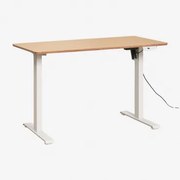 Elektryczne Prostokątne Biurko Podnoszone Z Funkcją Pamięci, Wykonane Z Drewna I Żelaza Serpi Roble & ↔︎ 120 Cm & Biały - Sklum