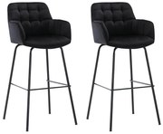 Zestaw 2 stołków barowych z weluru i metalu - kolor czarny - PEGA marki Pascal Morabito