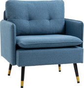 HOMCOM Fotel akcentowy z pikowaniem, fotel wypoczynkowy, zdejmowane poduszki, czarny + złoty + granatowy