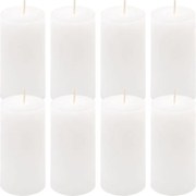 Zestaw świec rustykalnych, 10 cm, Ø 5 cm, białe, 8 szt.
