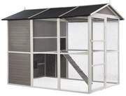 Kurnik drewniany z wybiegiem - 10 kur - dł. 266 x szer. 174 x wys. 205 cm - Biały - FERAS