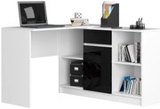 Biurko komputerowe z komodą i półkami biały + czarny połysk W0-F19