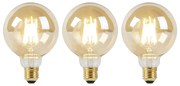 Zestaw 3 żarówek LED E27 Dim to Warm G95 złoto 8W 806lm 2000-2700K
