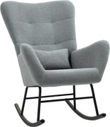 HOMCOM Fotel Bujany, Pokrycie Pluszowe, Poduszka Lędźwiowa, Antypoślizgowy, do 120 kg, Szary