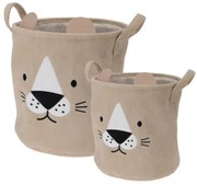 Kosze na zabawki CUTIE z uszkami, sztruksowe, 2 sztuki