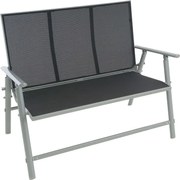 Ławka ogrodowa aluminiowa, 2-osobowa, 119 cm, szara