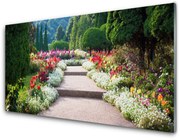Panel Szklany Park Kwiaty Schody Ogród