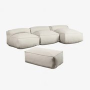 Modułowa Sofa Z Szezlongiem, 3 Części I Puf Do Ogrodu Dojans Kremowa Semoline - Sklum