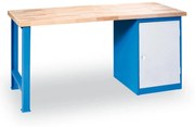 Stół warsztatowy GD, bez regulacji, szafka na narzędzia, 1700 x 800 x 850 mm, niebieski