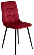 Bordowe Welurowe Pikowane Krzesło R6-E48