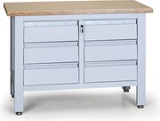Stół warsztatowy G6, 6 szuflad, 1200 x 600 x 860 - 900 mm, szary