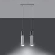 Lampy wiszące nowoczesny Lume, stal/beton - 2 źródło światła 3000K - L.30 x H.90 cm - biały/szary