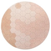 Jasnoróżowy bawełniany okrągły dywan tkany ręcznie odpowiedni do prania ø 140 cm Honeycomb Rose – Lorena Canals