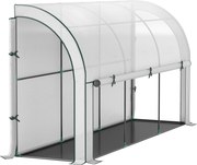 Outsunny Szklarnia Montowana na Ścianie, Dostępna Dla Roślin, Plandeka Plastikowa, 300 x 80 x 157 cm, Biała