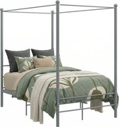 Szare podwójne łóżko z baldachimem 140x200 cm F8-K28