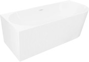 Mexen Silo wanna wolnostojąca narożna lewa ryflowana  170 x 80 cm, biała, przelew biały - 52891708000L-20
