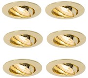 Zestaw 6 lamp wpuszczanych mosiężnych GU10 35 mm - Edu Nowoczesny Oswietlenie wewnetrzne