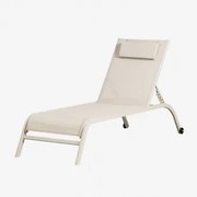 Leżak Z Regulowanym Oparciem Z Poduszką Therys Kremowa Tapioca - Sklum