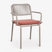 Zestaw 4 Sztaplowanych Krzeseł Ogrodowych Z Podłokietnikami Z Plecionej Liny Arhiza Brązowy Moka - Terakota - Sklum