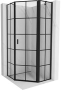 Mexen Mist kabina prysznicowa pięciokątna uchylna prawa 100 x 100 cm, czarna kratka, czarna - 8A8-100-100-70-77-P
