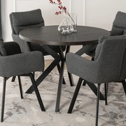 Stół Okrągły Rozkładany LUKAS 100-250 cm Czarny Nowoczesny Loft