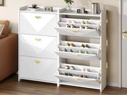 Zestaw 2 szaf na buty 140x30x120 cm - 6 drzwi uchylnych - 12 przegródek do przechowywania - MDF - Biały