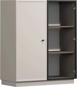 Witryna Lorini 100 cm dwudrzwiowa na cokole - kaszmir / czarny uchwyt