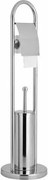 AQUALINE SB131 Samba Stojak z podstawą, szczotką WC i uchwytem do papieru toaletowego, srebrny