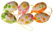 Zestaw wielkanocnych jajek z motywem kwiatowym,wysokość 6 cm,  6 sztuk w opakowaniu