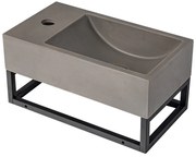 Umywalka wisząca betonowa ze stelażem - Bateria po lewej - szer. 40 x gł. 22 cm - UCHAMI