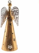 Metalowy anioł z sercem, wysokość 43 cm, kolorzłoty, 43 cm