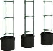 Outsunny Podwyższona skrzynia z kratownicą 83,7 l worki, zestaw 3, trójkątna skrzynia do sadzenia, podpórka do pomidorów 35 x 35 x 120 cm | Aosom PL