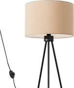 Lampa podłogowa minimalistyczny Nevia, tkanina/PVC/stal - 1 źródło - L.40 x H.135 cm - taupe/czarny
