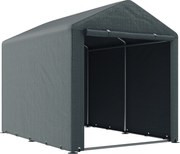 Outsunny Schowek na narzędzia, Garaż namiotowy, Duże drzwi, Ramka odporna na rdzę, 160x218x172 cm, Ciemnoszary